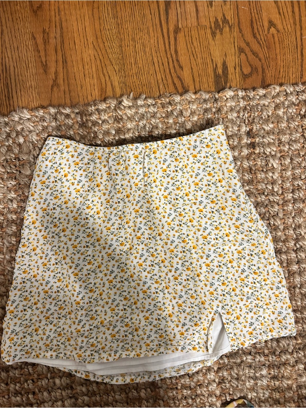 Hollister White Mini Skort with Yellow Floral Print